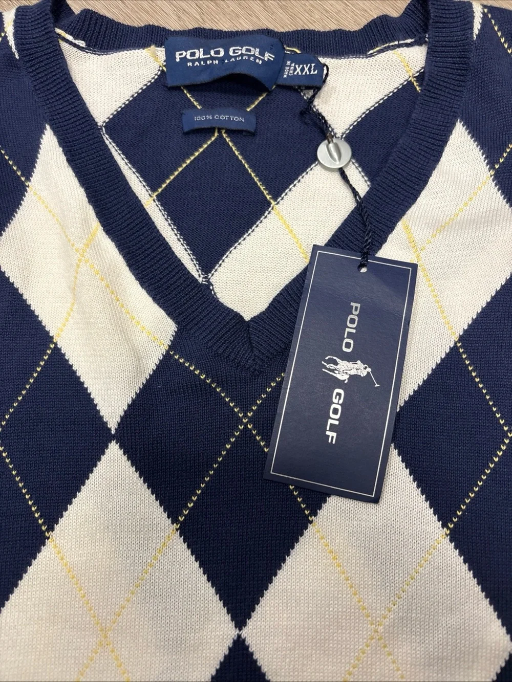 Vintage Polo Ralph Lauren Mens Golf Argyle Sweater In XXL